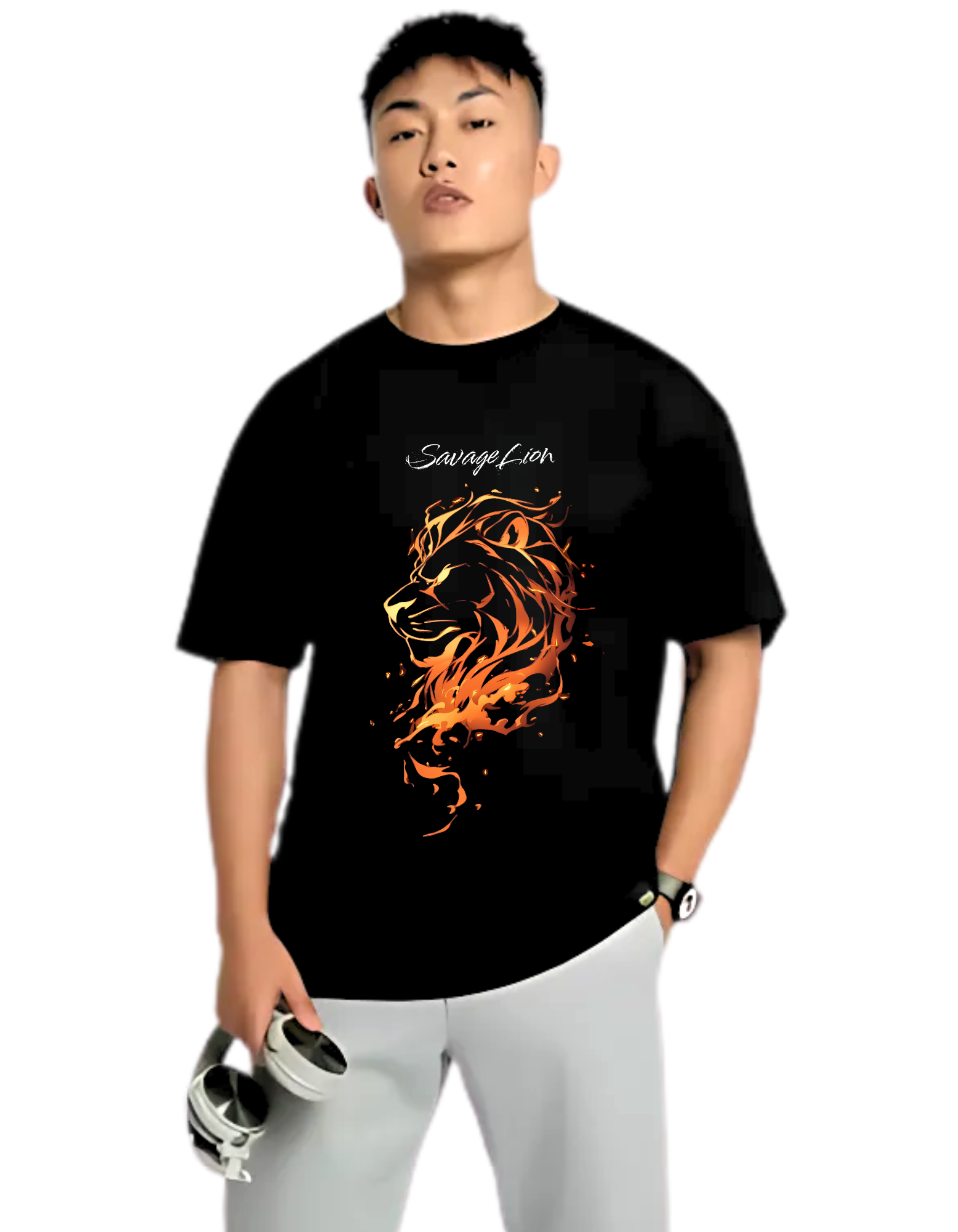 SAVAGE LION Themed Mens Oversized Thsirt | DIBBY