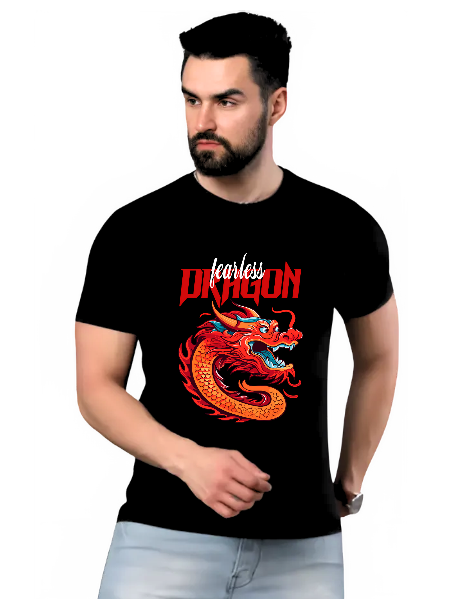 FEARLESS DRAGON Themed Mens tshirt |DIBBY