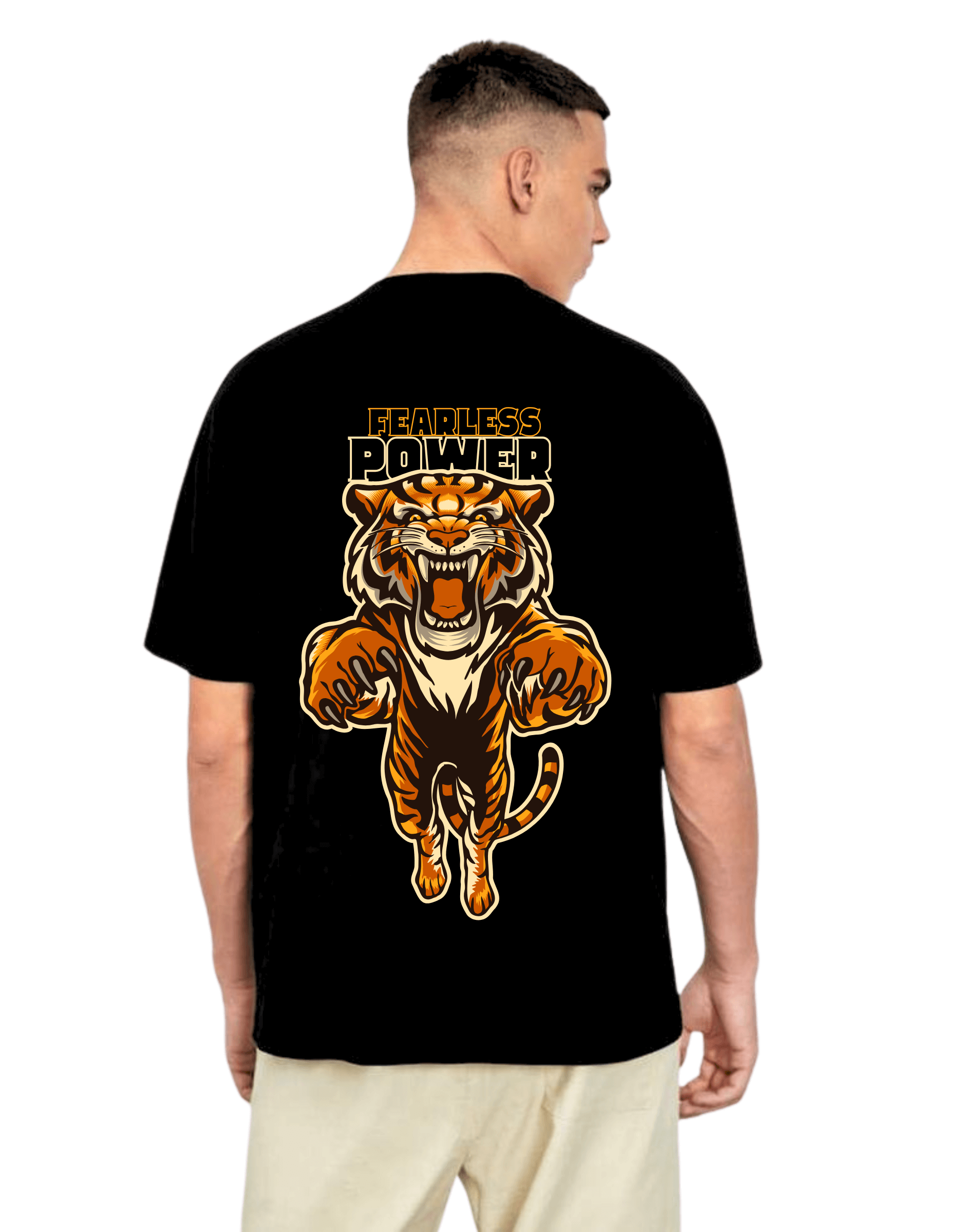 FEARLESS TIGER Themed Mens Oversized Tshirt |DIBBY