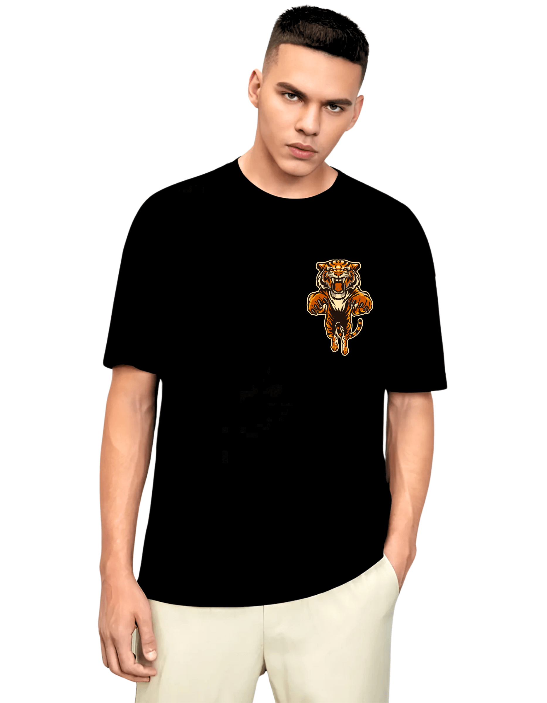 FEARLESS TIGER Themed Mens Oversized Tshirt |DIBBY