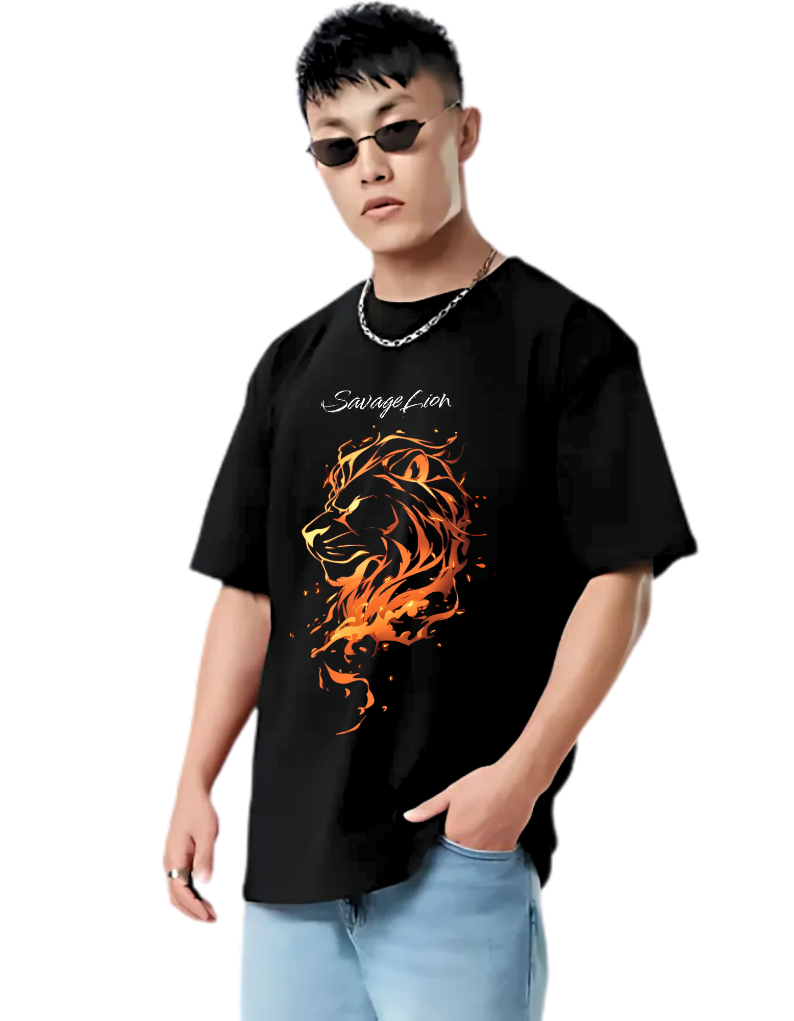 SAVAGE LION Themed Mens Oversized Thsirt | DIBBY