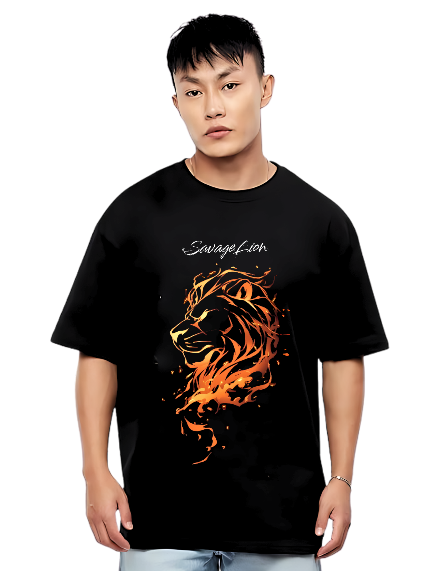 SAVAGE LION Themed Mens Oversized Thsirt | DIBBY