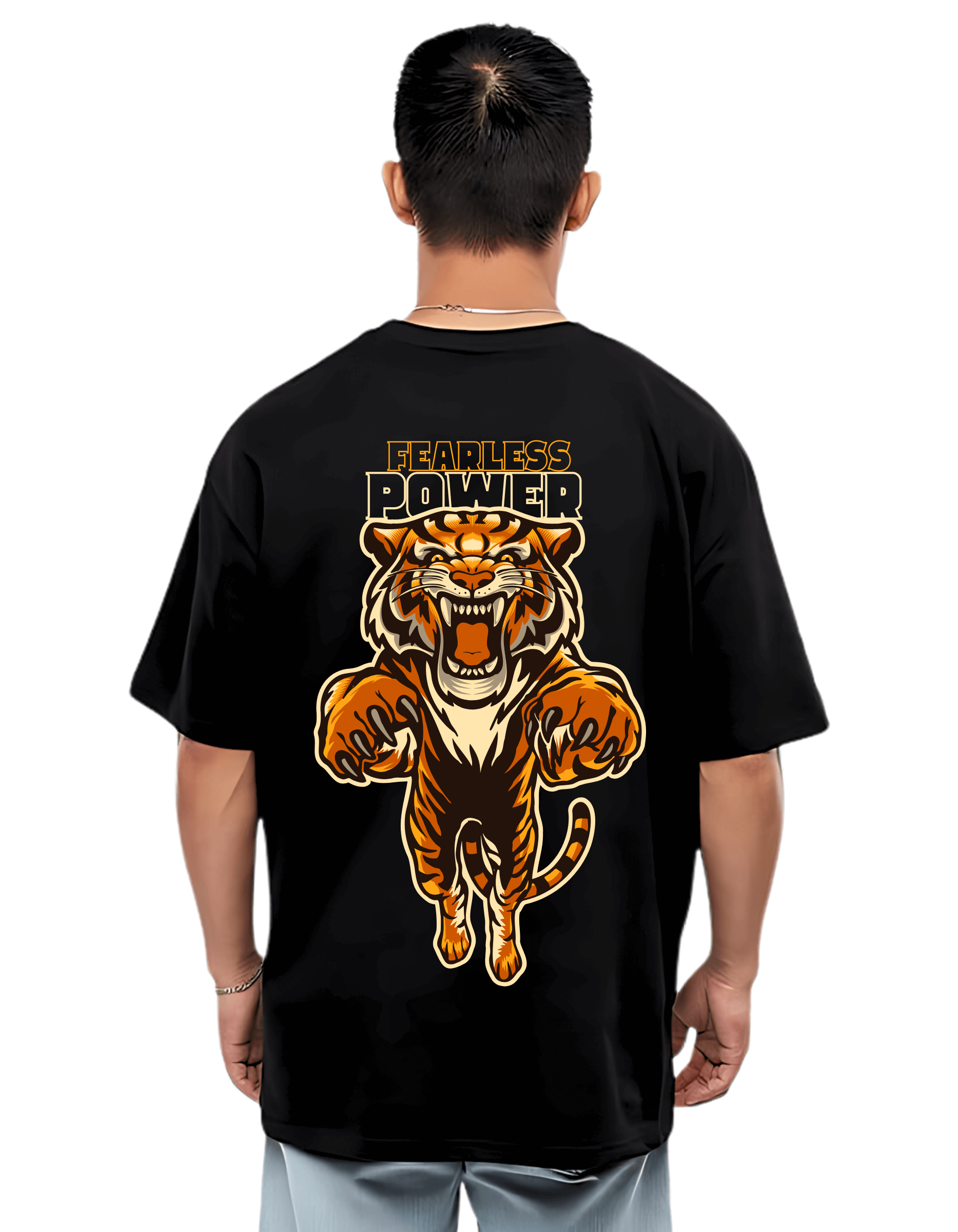 FEARLESS TIGER Themed Mens Oversized Tshirt |DIBBY