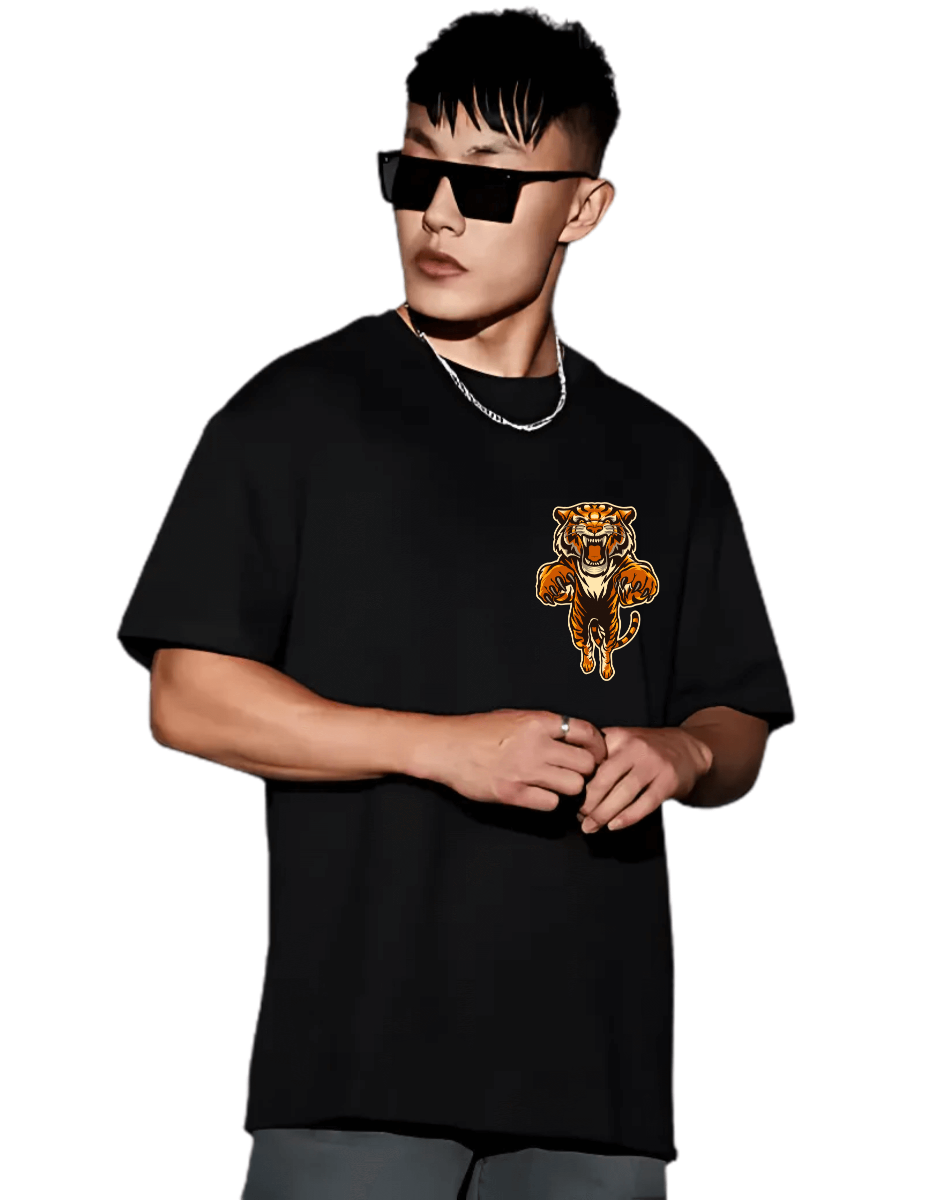 FEARLESS TIGER Themed Mens Oversized Tshirt |DIBBY