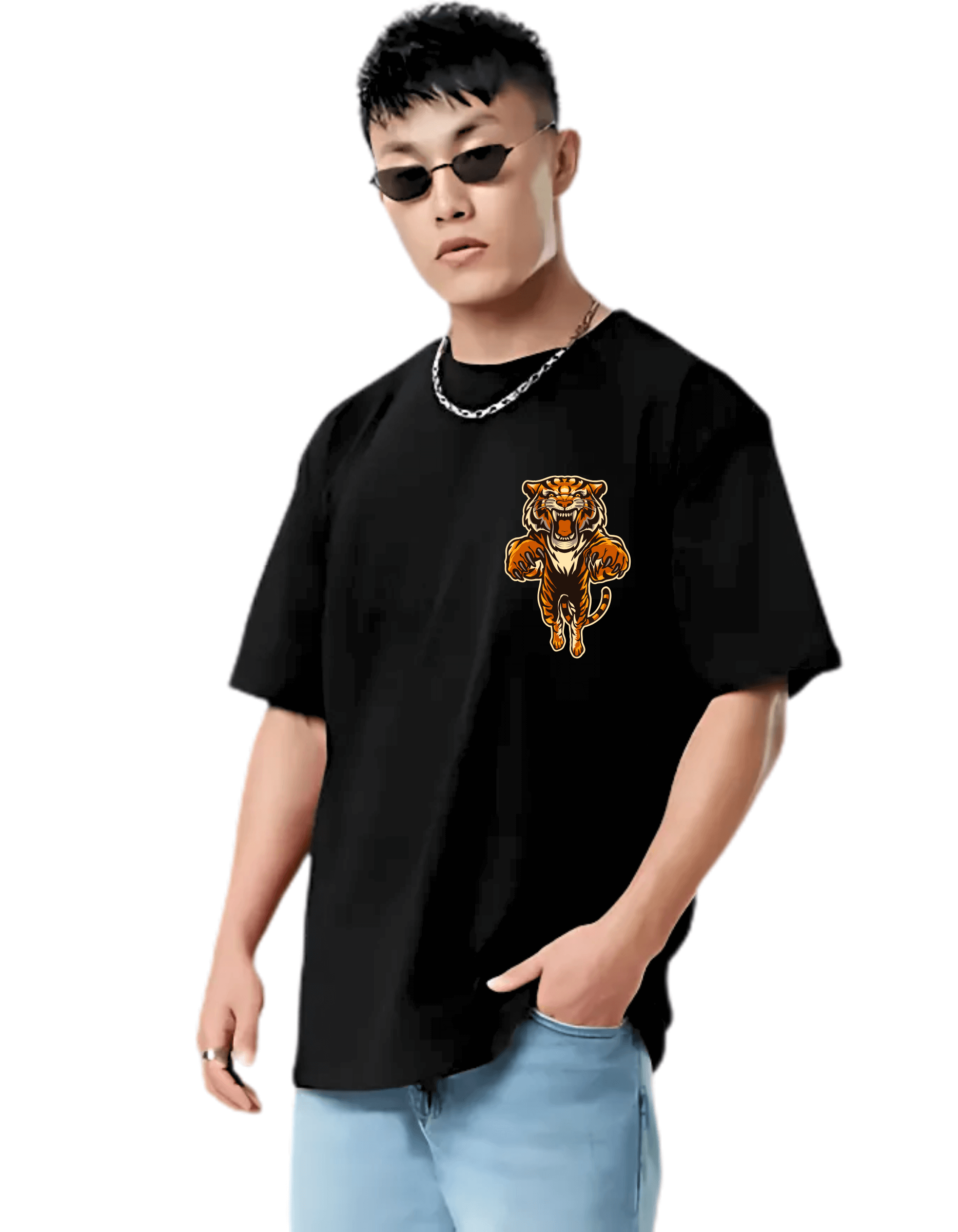 FEARLESS TIGER Themed Mens Oversized Tshirt |DIBBY