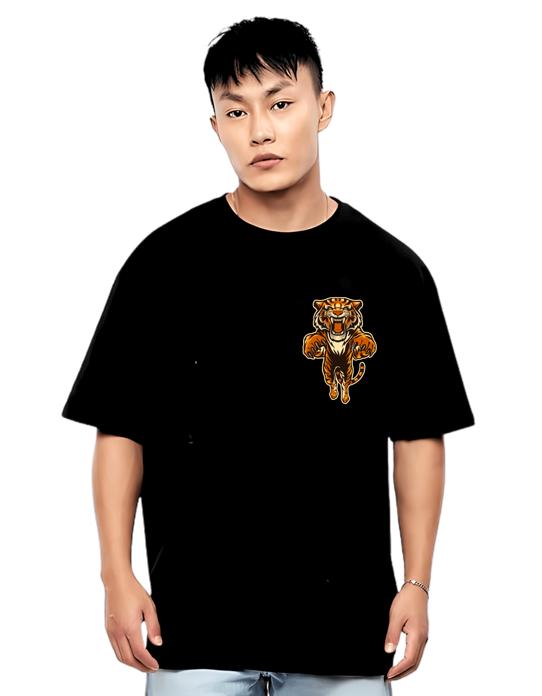 FEARLESS TIGER Themed Mens Oversized Tshirt |DIBBY