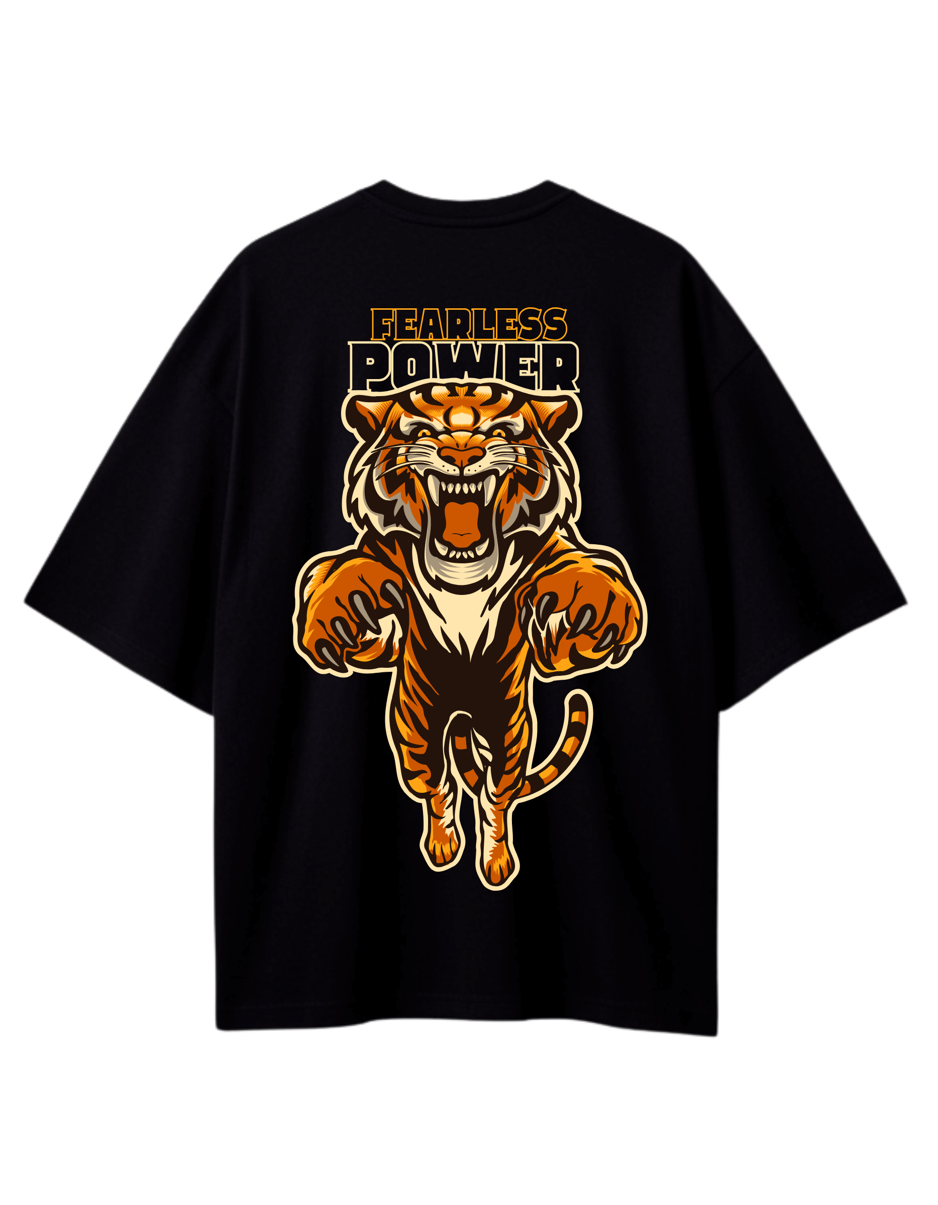 FEARLESS TIGER Themed Mens Oversized Tshirt |DIBBY