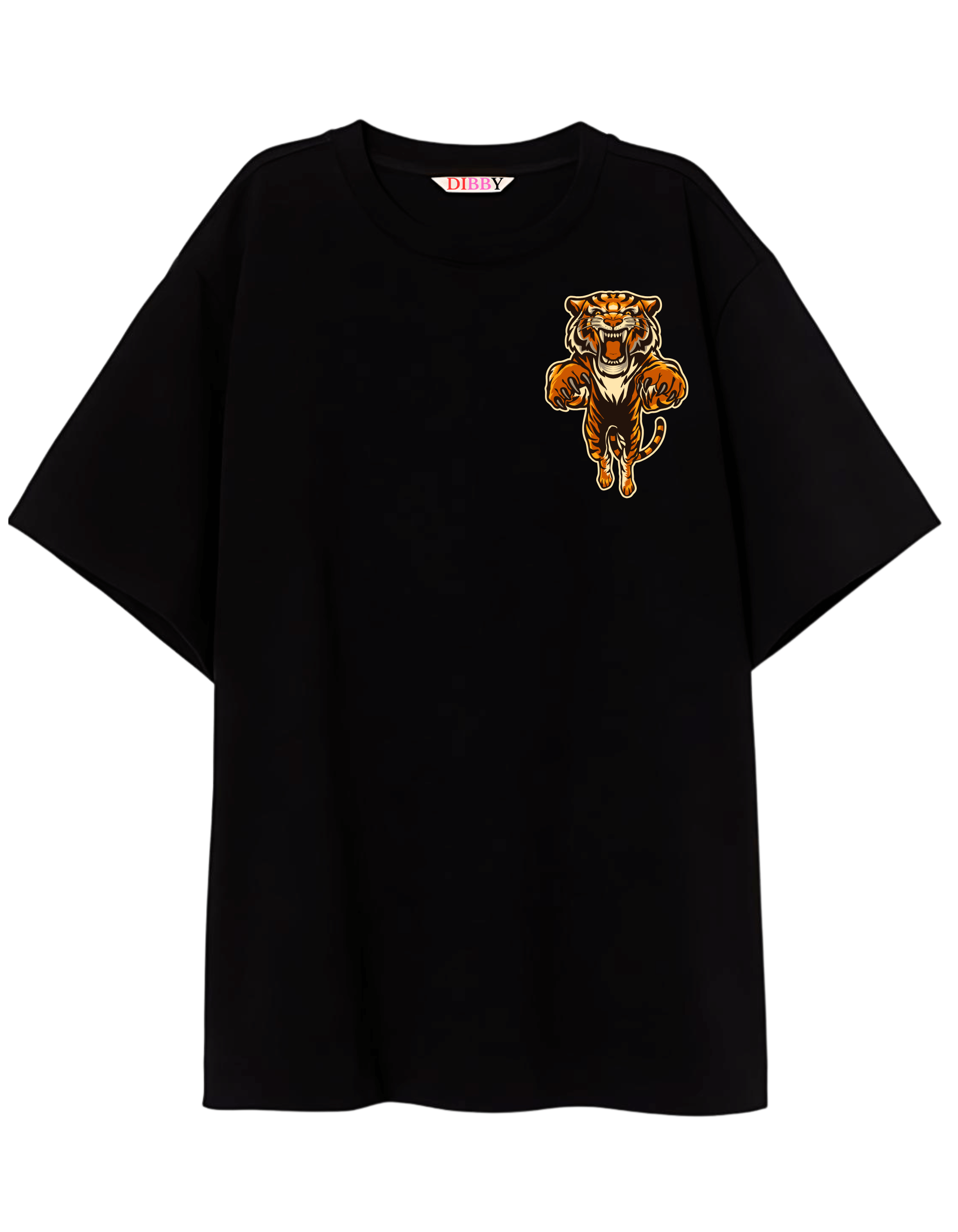 FEARLESS TIGER Themed Mens Oversized Tshirt |DIBBY