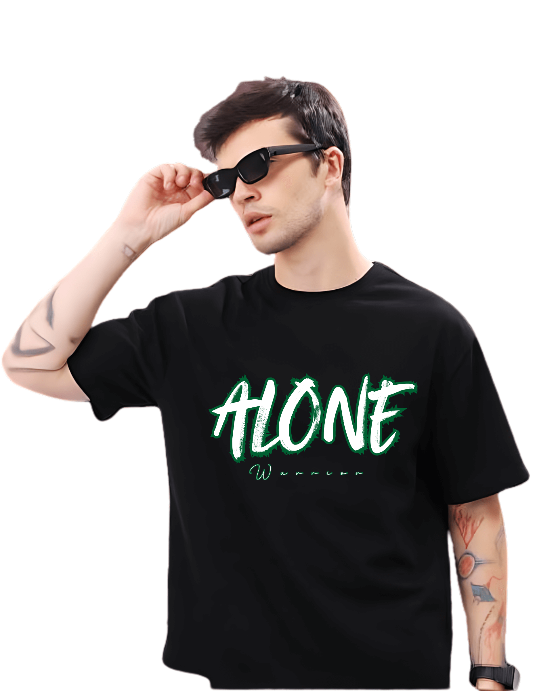 Alone Warior Themed Men's Oversized Tshirt |DIBBY