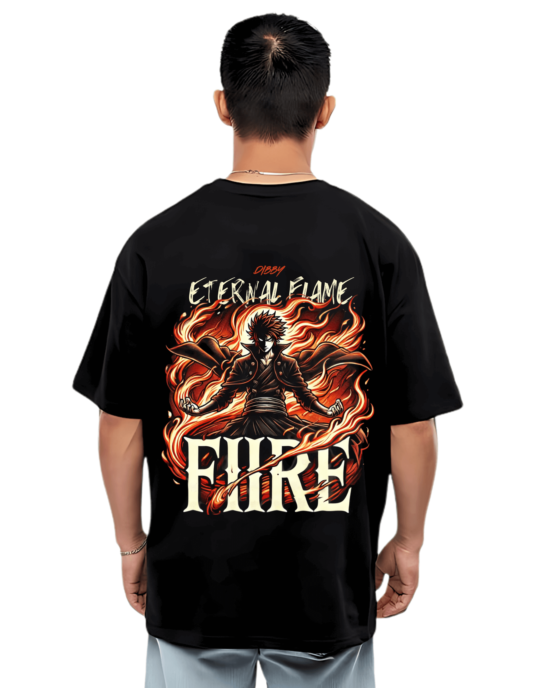 FIRE ANIME Themed Mens Oversized Tshirt | DIBBY