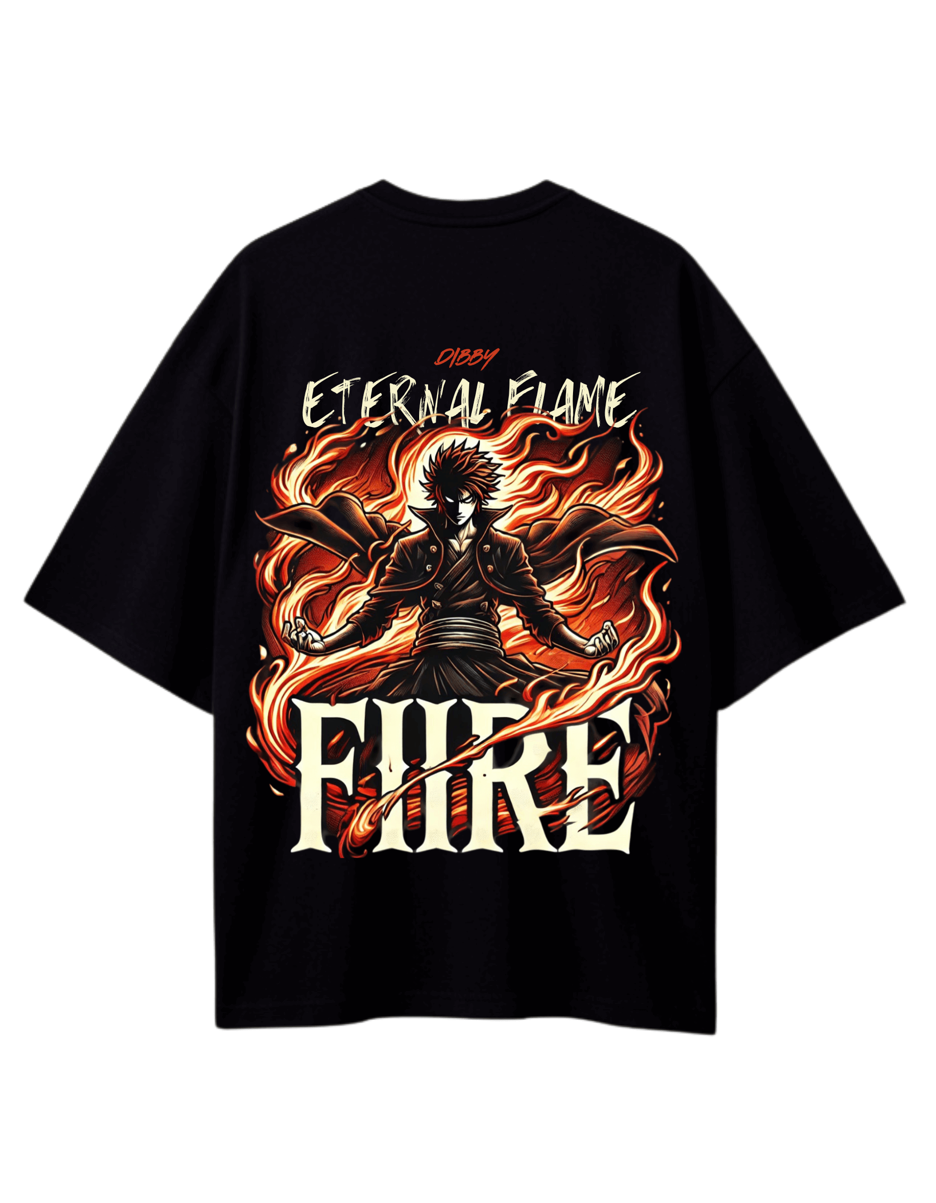 FIRE ANIME Themed Mens Oversized Tshirt | DIBBY
