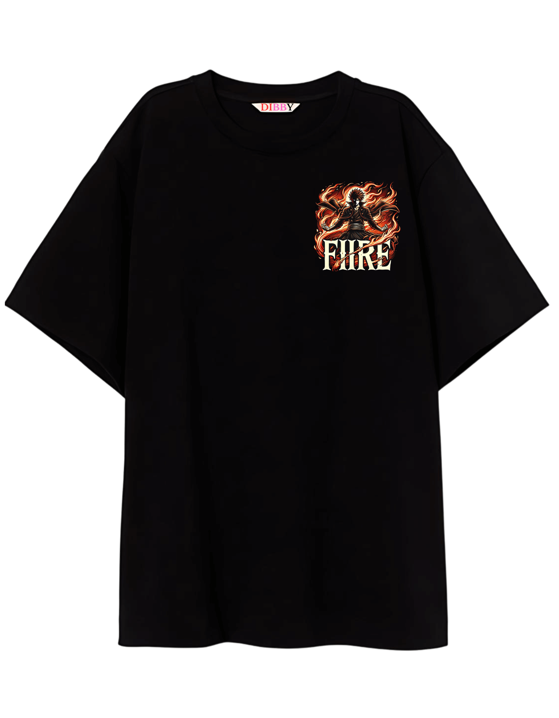FIRE ANIME Themed Mens Oversized Tshirt | DIBBY
