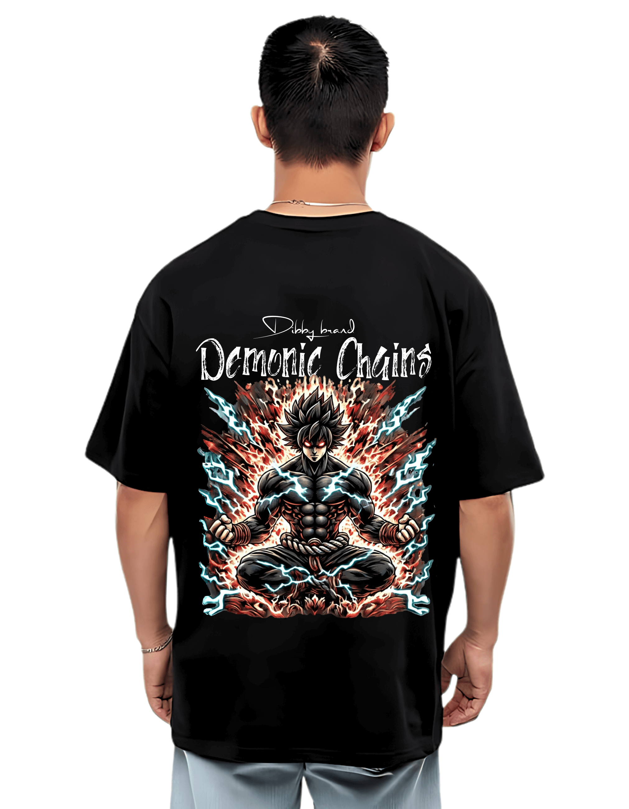DEMONIC CHAINS Anime Themed men's Oversized Tshirt |DIBBY