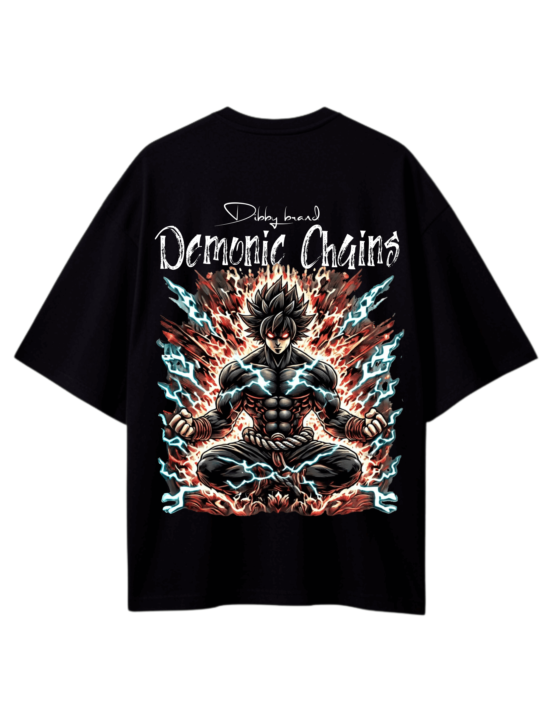 DEMONIC CHAINS Anime Themed men's Oversized Tshirt |DIBBY
