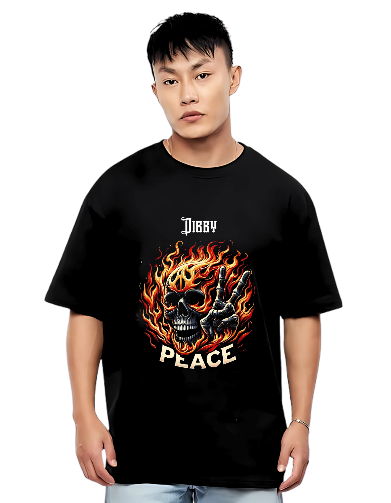 SKULL PEACE themed Men's Oversized Tshirt |DIBBY