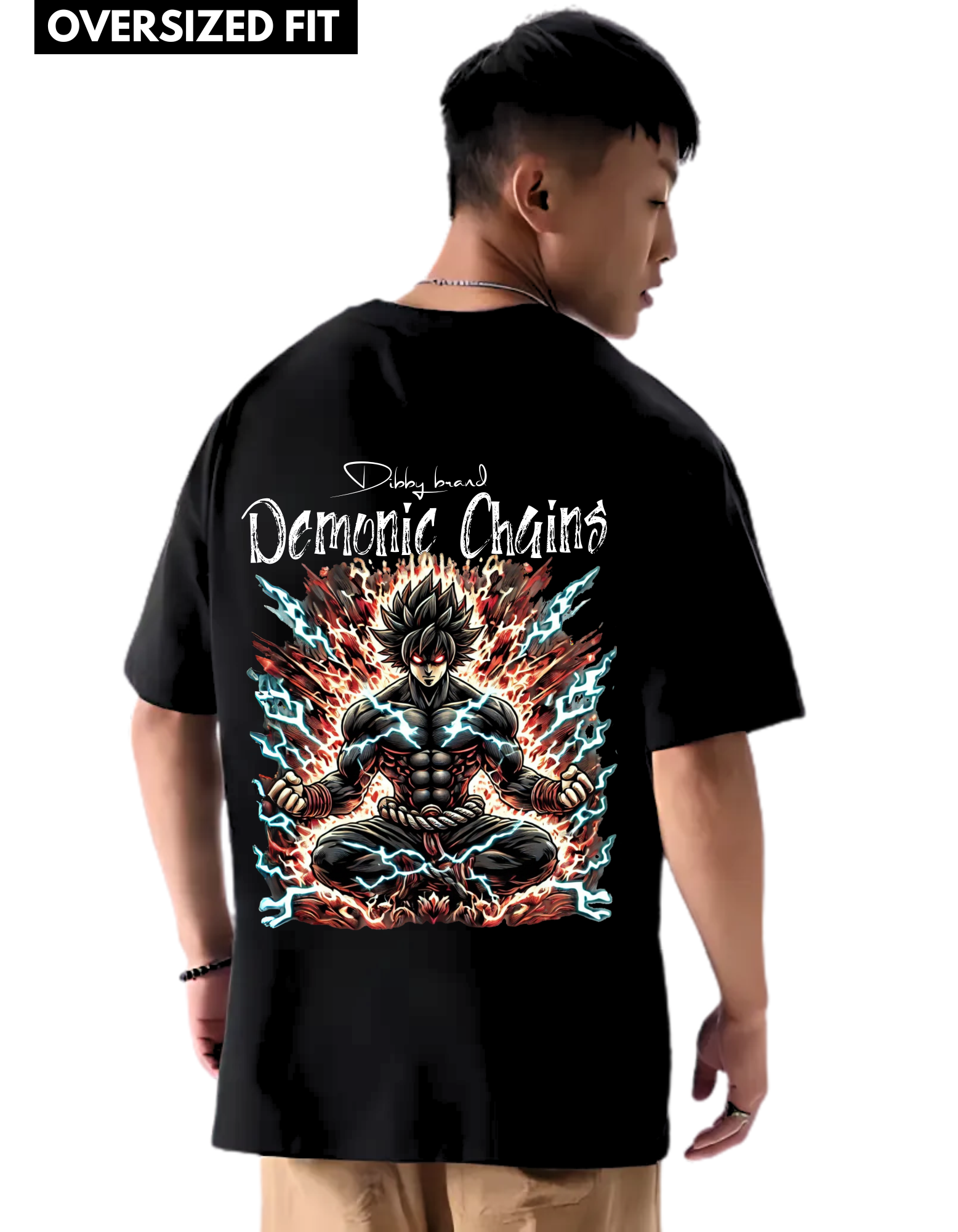 DEMONIC CHAINS Anime Themed men's Oversized Tshirt |DIBBY