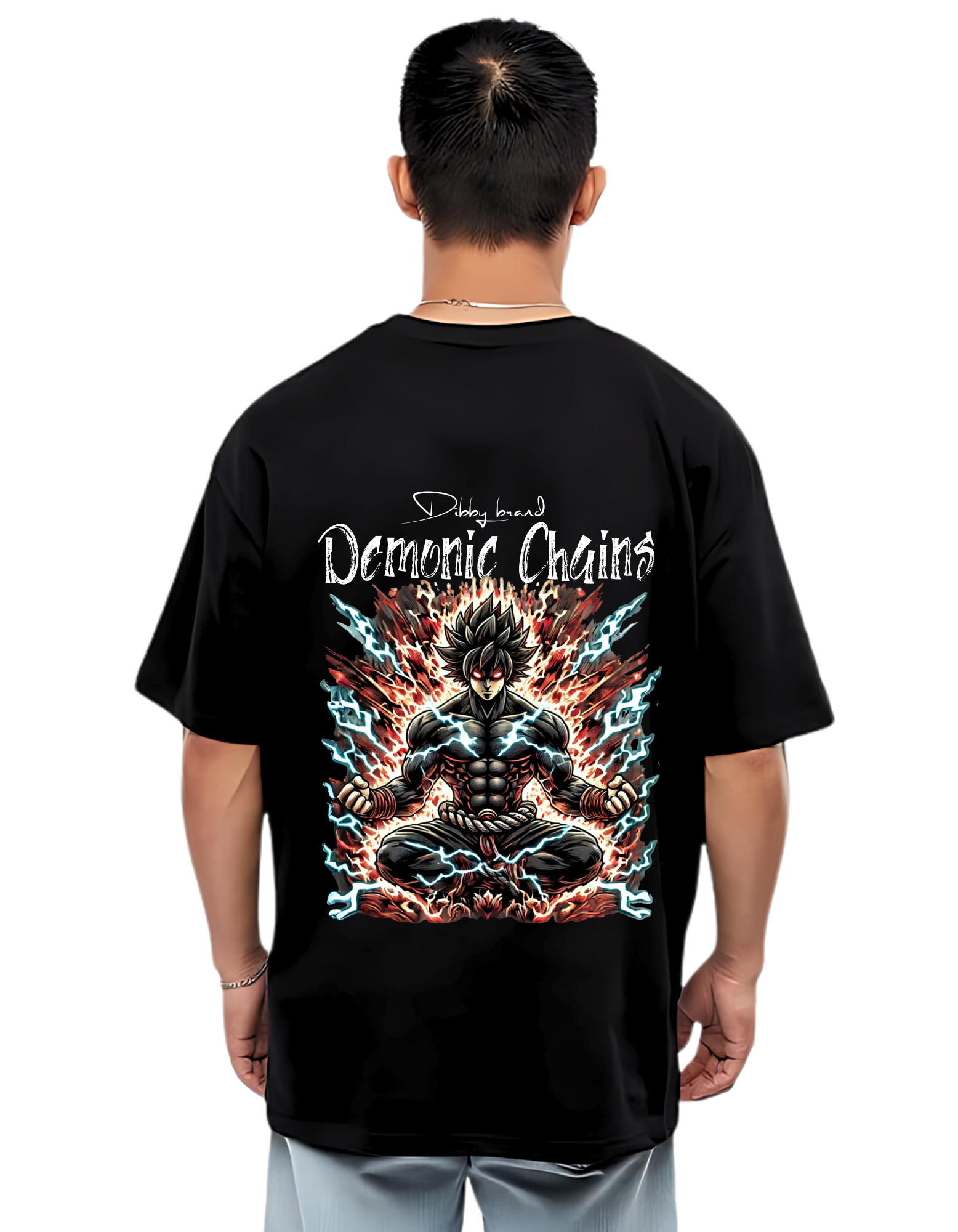 DEMONIC CHAINS Anime Themed men's Oversized Tshirt |DIBBY